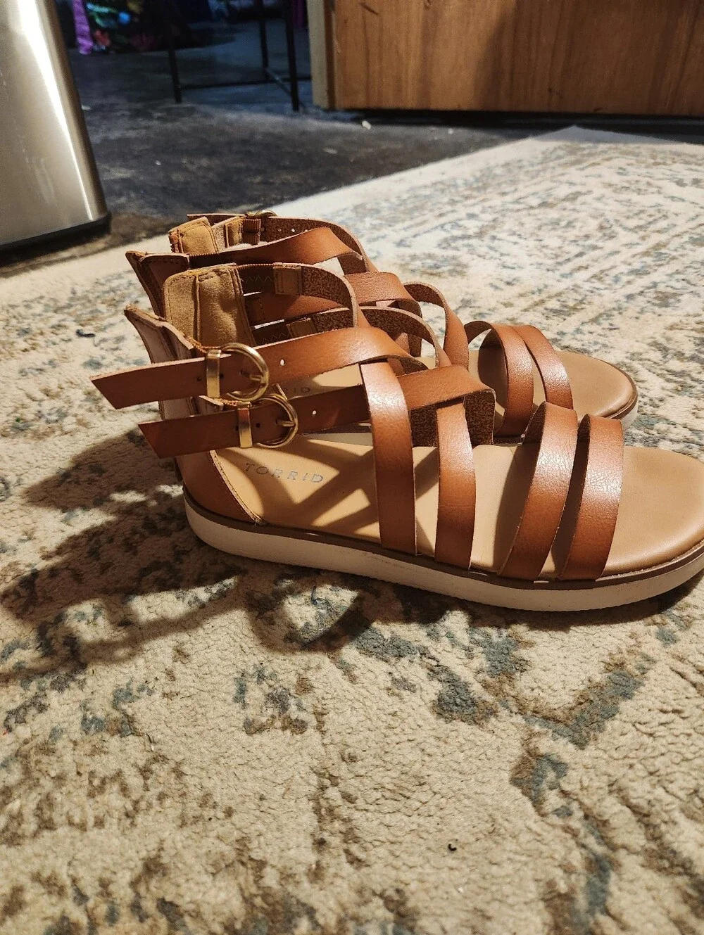 torrid Brown Strappy Gladiator Sandals with Gold Buckles